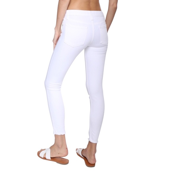 Just Black Distressed Fray Hem White Skinny Jean - Picture 3 of 7